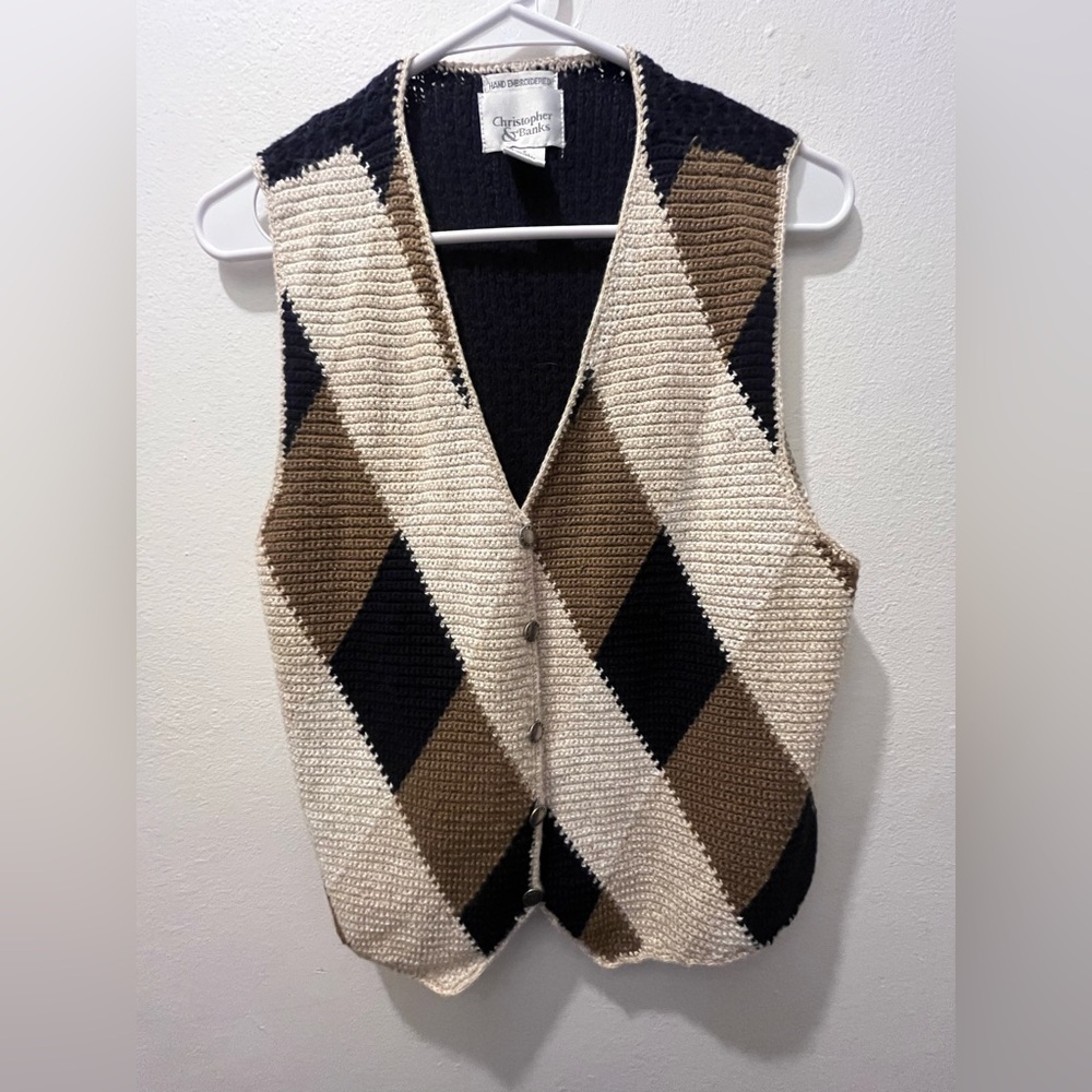 Christopher & Banks Black and Cream Knit Vest